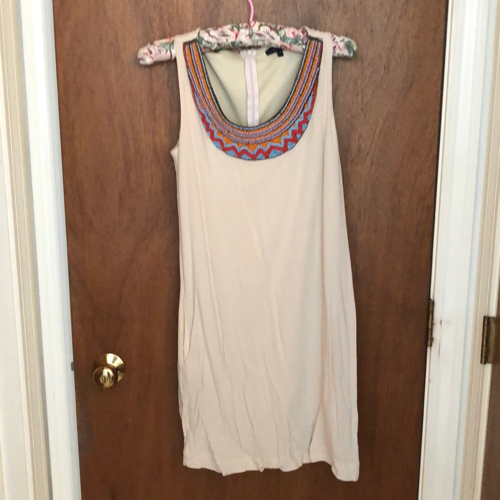 Nude Dress mid length with zipper